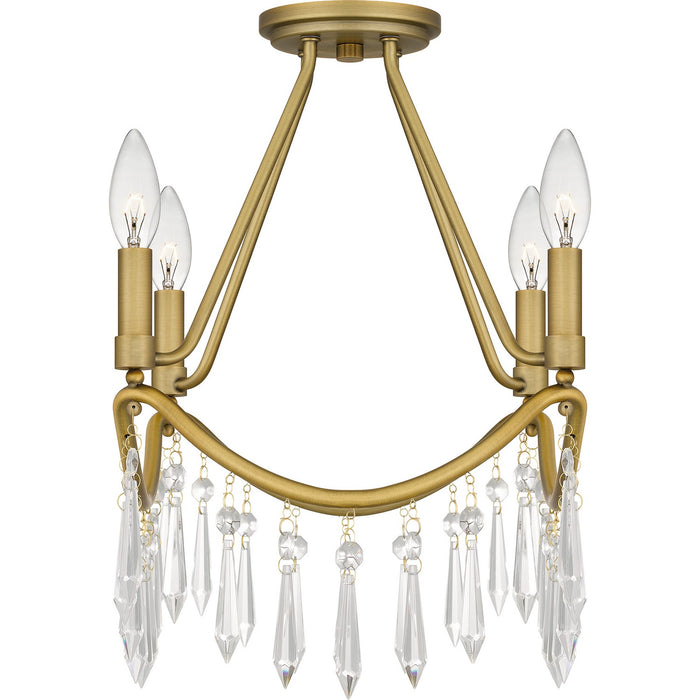 Quoizel AID1712AB Four Light Semi Flush Mount, Aged Brass