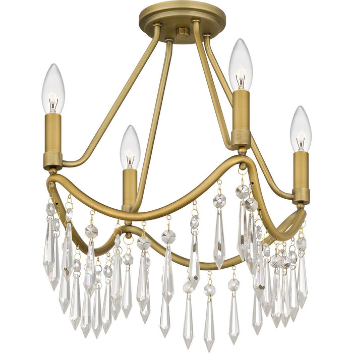 Quoizel AID1712AB Four Light Semi Flush Mount, Aged Brass