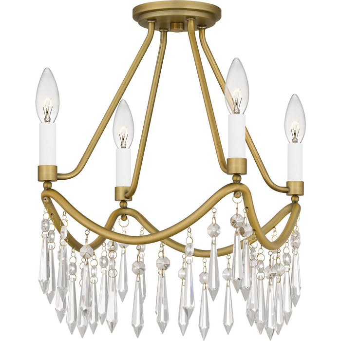 Quoizel AID1712AB Four Light Semi Flush Mount, Aged Brass