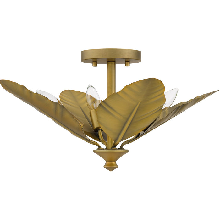 Quoizel BAY1718AB Four Light Semi Flush Mount, Aged Brass