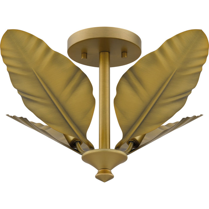 Quoizel BAY1718AB Four Light Semi Flush Mount, Aged Brass