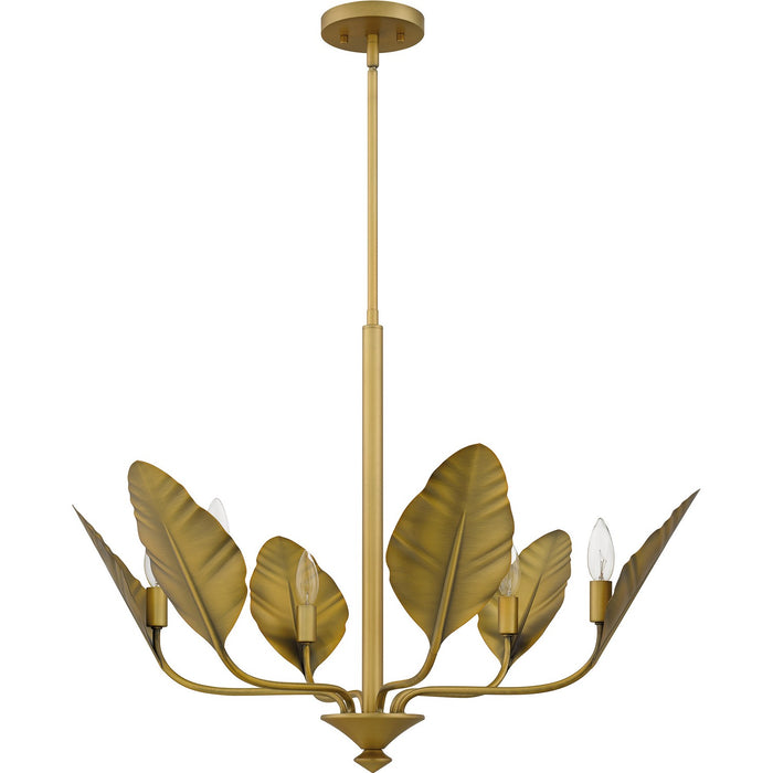 Quoizel BAY5028AB Six Light Chandelier, Aged Brass