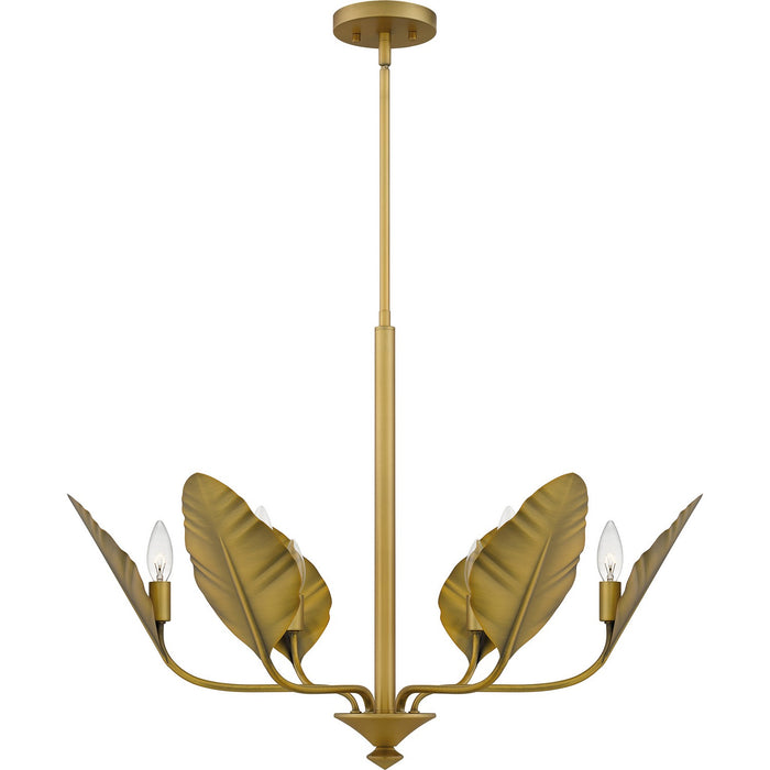 Quoizel BAY5028AB Six Light Chandelier, Aged Brass