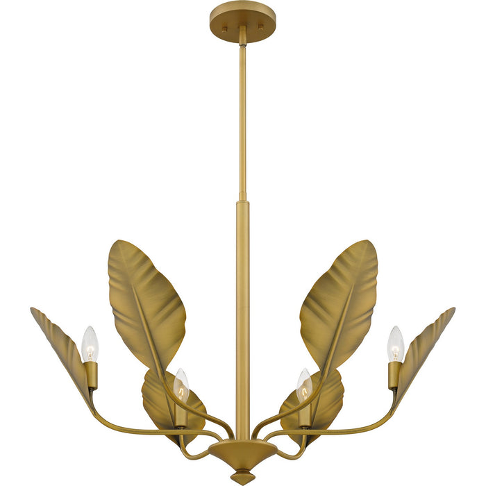 Quoizel BAY5028AB Six Light Chandelier, Aged Brass