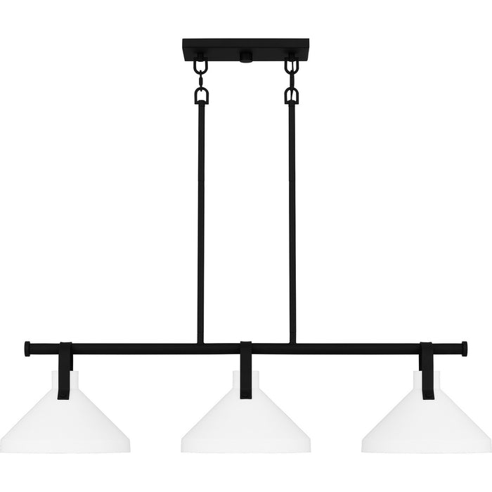 Quoizel BIK338MBK Three Light Linear Chandelier, Matte Black