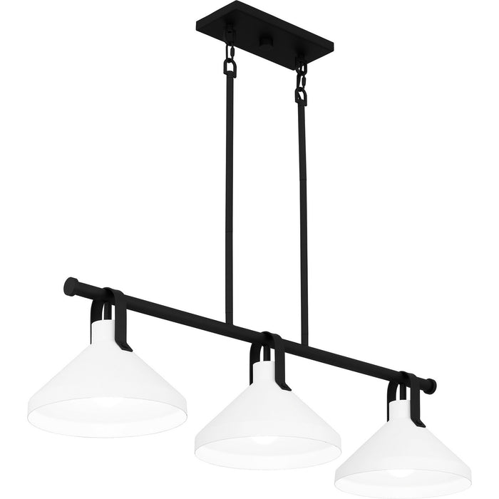 Quoizel BIK338MBK Three Light Linear Chandelier, Matte Black