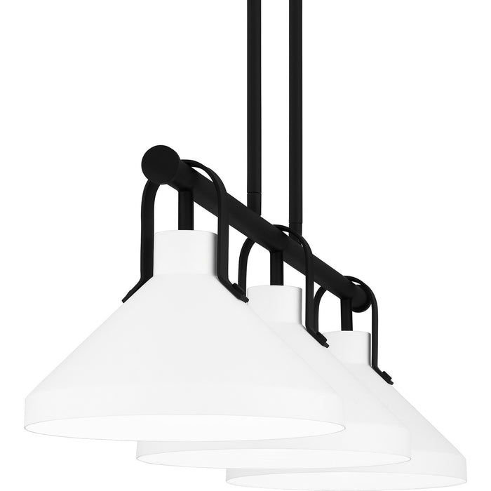 Quoizel BIK338MBK Three Light Linear Chandelier, Matte Black