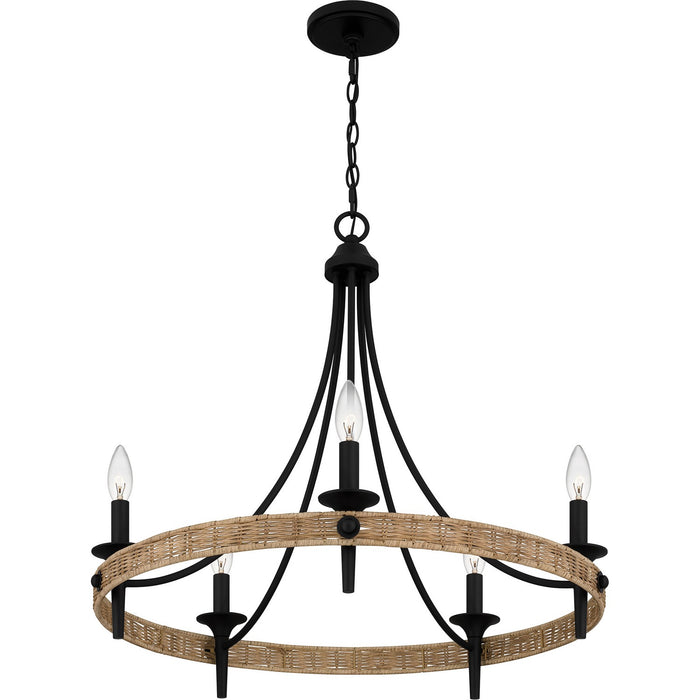 Quoizel CNI5026MBK Five Light Chandelier, Matte Black