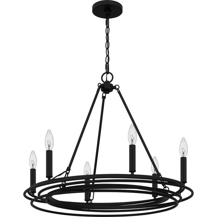 Quoizel CPE5025MBK Six Light Chandelier, Matte Black