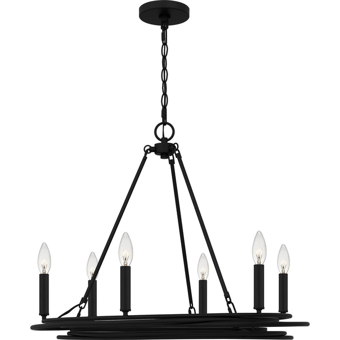 Quoizel CPE5025MBK Six Light Chandelier, Matte Black