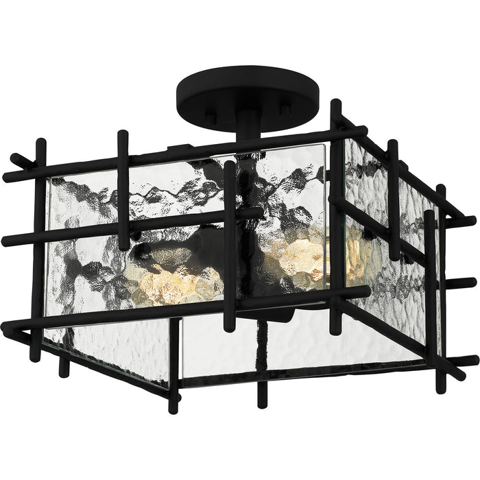 Quoizel DPN1713MBK Two Light Semi Flush Mount, Matte Black