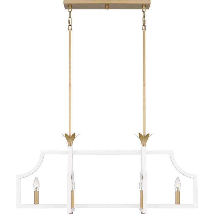 Quoizel DSL638W Six Light Linear Chandelier, Matte White