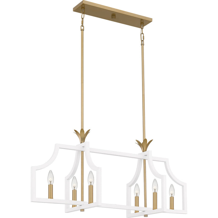 Quoizel DSL638W Six Light Linear Chandelier, Matte White
