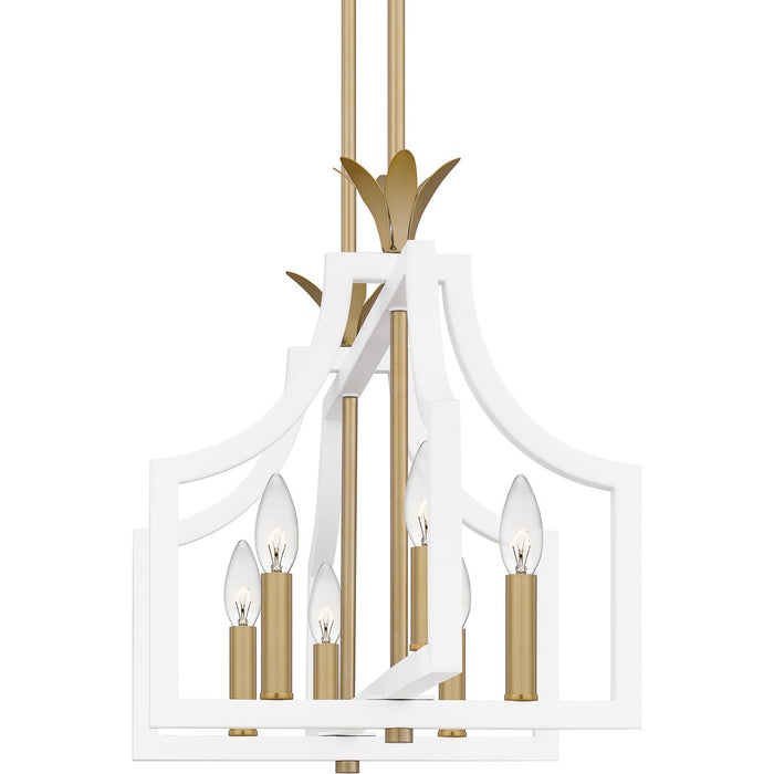 Quoizel DSL638W Six Light Linear Chandelier, Matte White