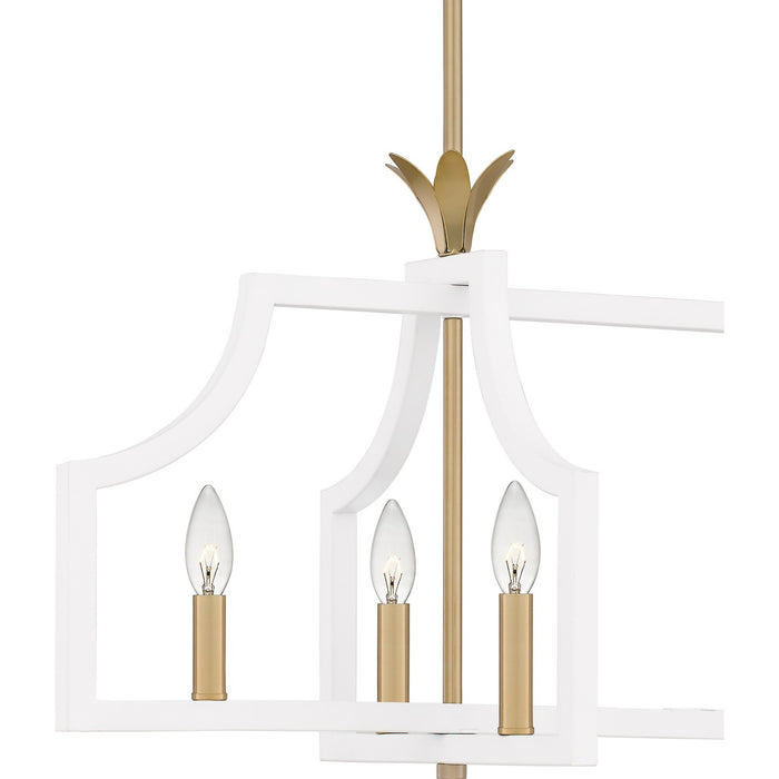 Quoizel DSL638W Six Light Linear Chandelier, Matte White