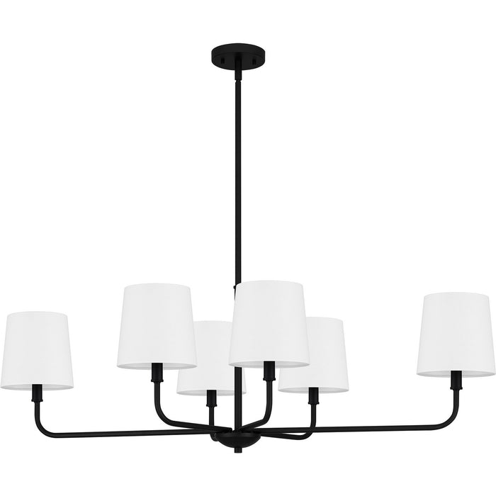 Quoizel GGR642MBK Six Light Linear Chandelier, Matte Black
