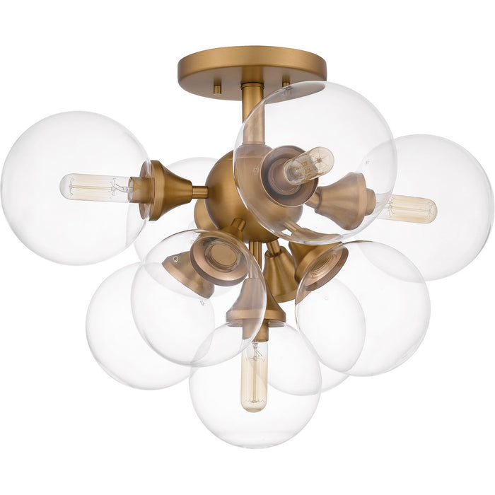 Quoizel GLI1720BWS Five Light Semi Flush Mount, Brushed Weathered Brass