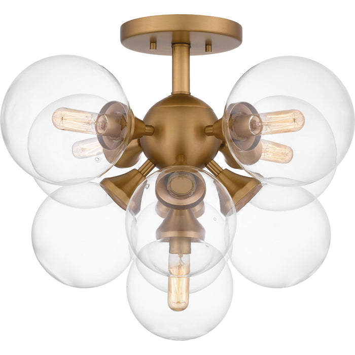 Quoizel GLI1720BWS Five Light Semi Flush Mount, Brushed Weathered Brass