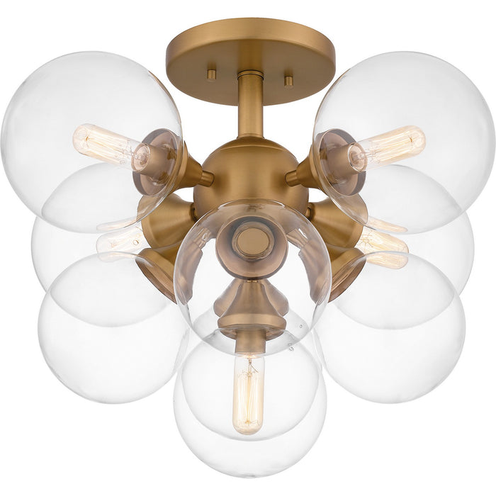 Quoizel GLI1720BWS Five Light Semi Flush Mount, Brushed Weathered Brass