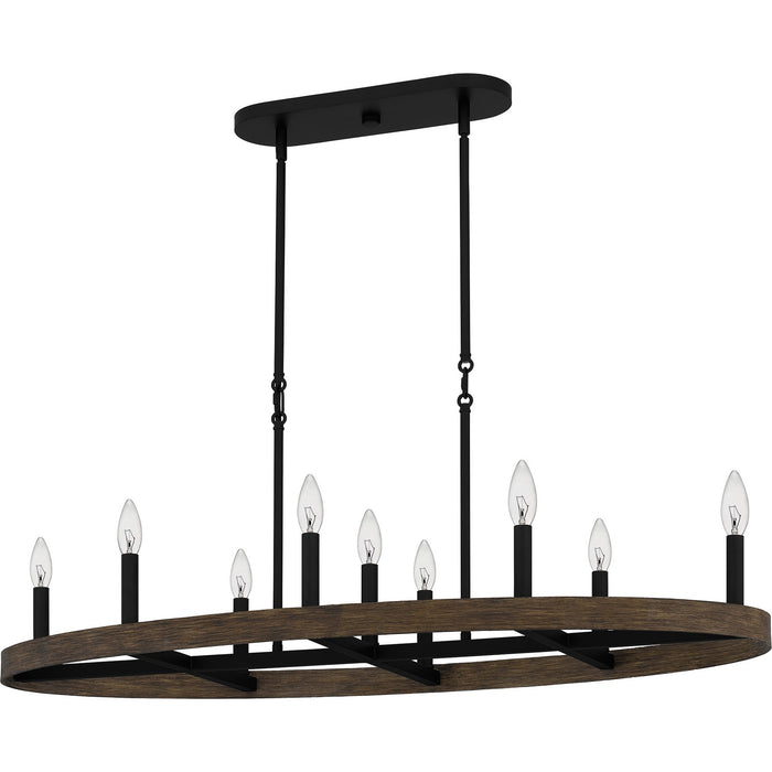 Quoizel HDR842MBK Nine Light Linear Chandelier, Matte Black