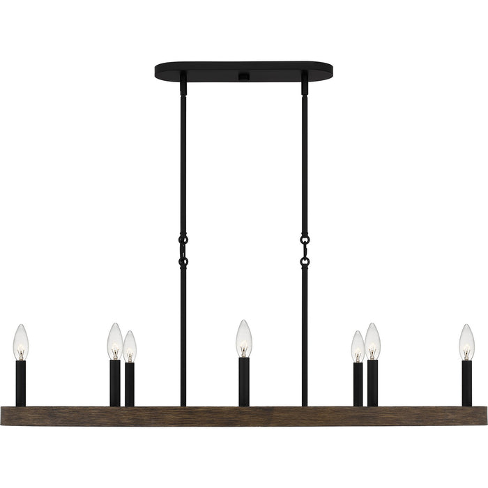 Quoizel HDR842MBK Nine Light Linear Chandelier, Matte Black