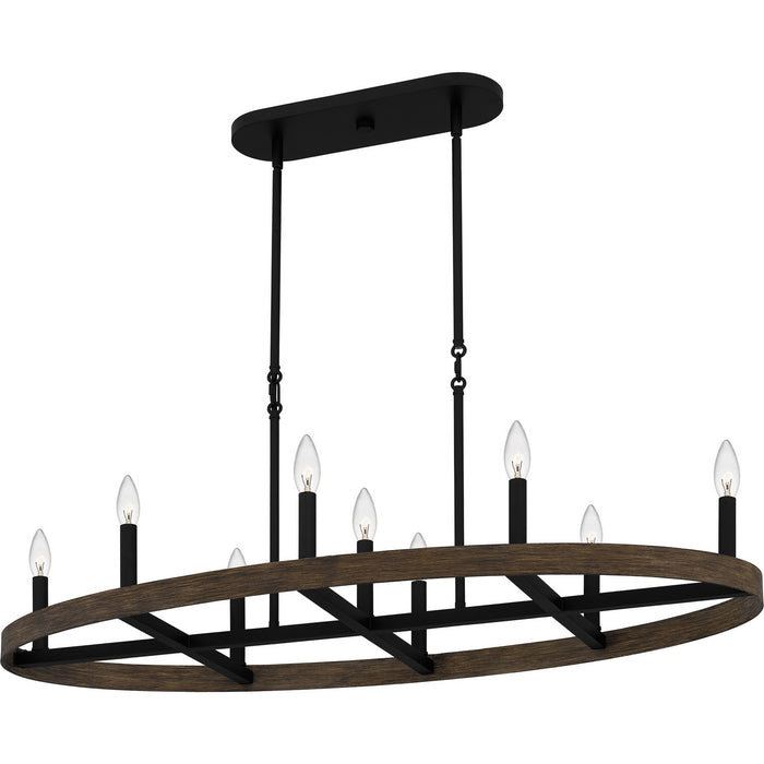 Quoizel HDR842MBK Nine Light Linear Chandelier, Matte Black