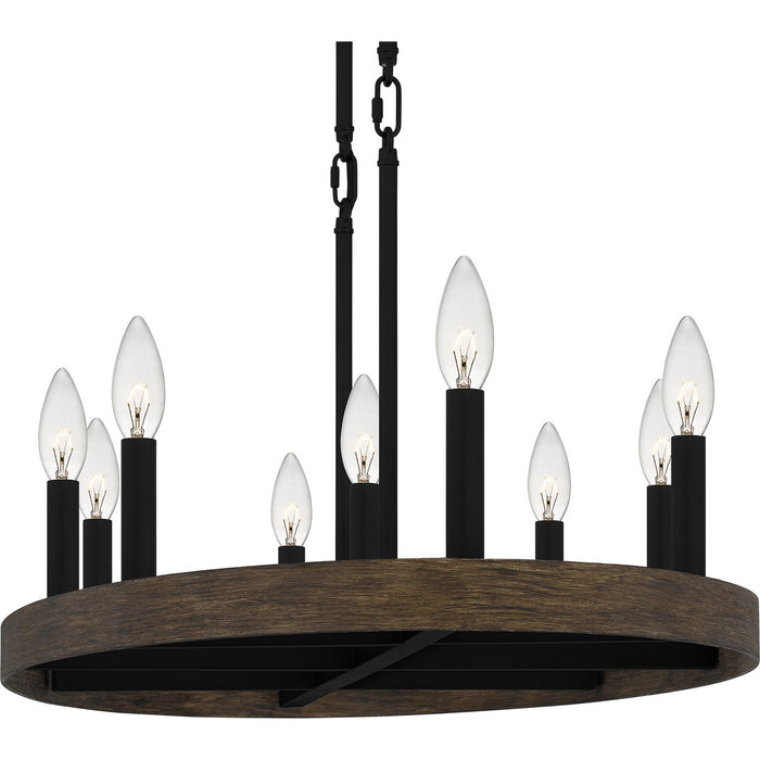 Quoizel HDR842MBK Nine Light Linear Chandelier, Matte Black