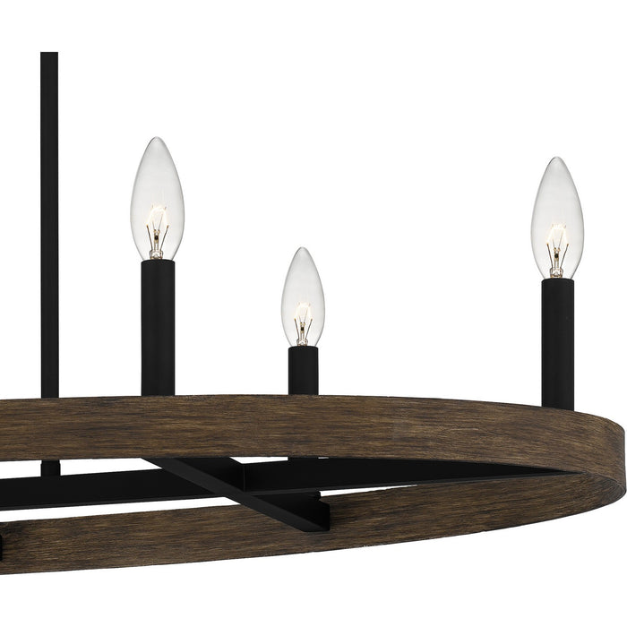 Quoizel HDR842MBK Nine Light Linear Chandelier, Matte Black