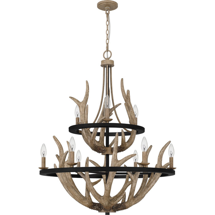 Quoizel JR5032EK Nine Light Chandelier, Earth Black