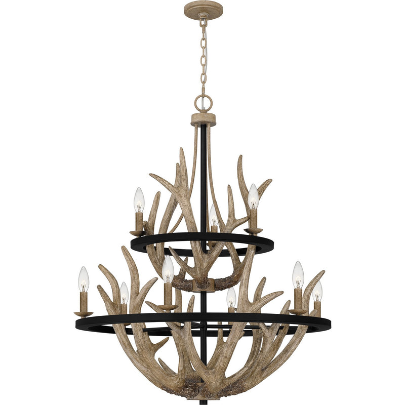 Quoizel JR5032EK Nine Light Chandelier, Earth Black