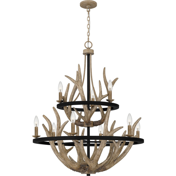 Quoizel JR5032EK Nine Light Chandelier, Earth Black