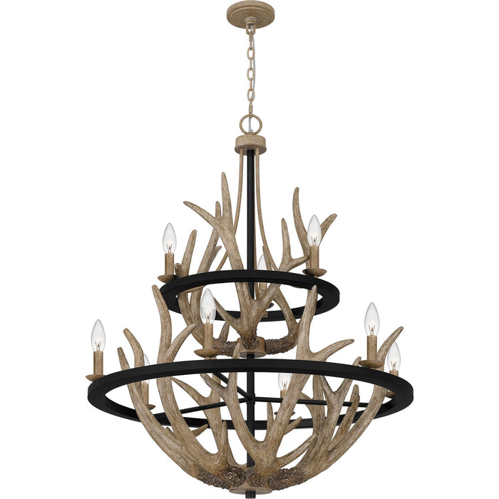 Quoizel JR5032EK Nine Light Chandelier, Earth Black