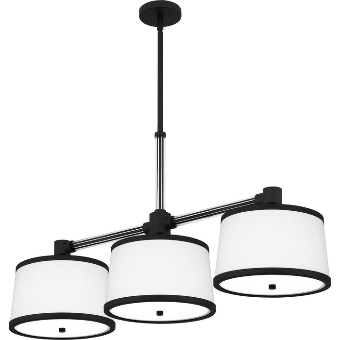 Quoizel KYL342MBK Three Light Linear Chandelier, Matte Black