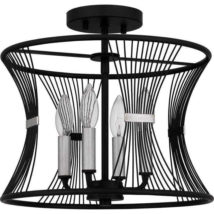 Quoizel LEI1714MBK Four Light Semi Flush Mount, Matte Black