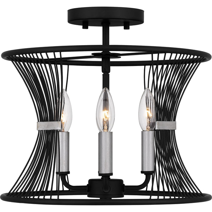 Quoizel LEI1714MBK Four Light Semi Flush Mount, Matte Black