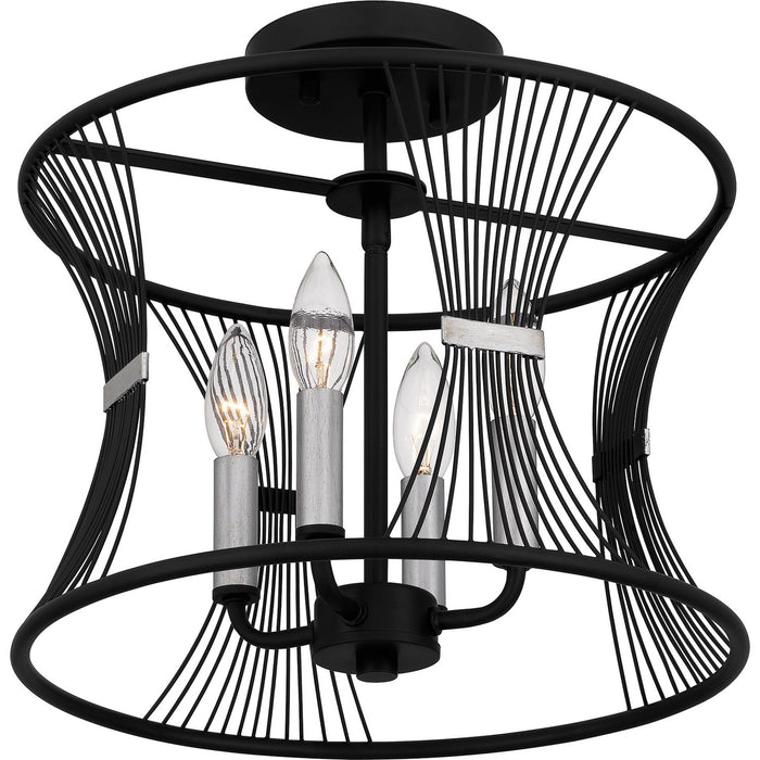 Quoizel LEI1714MBK Four Light Semi Flush Mount, Matte Black