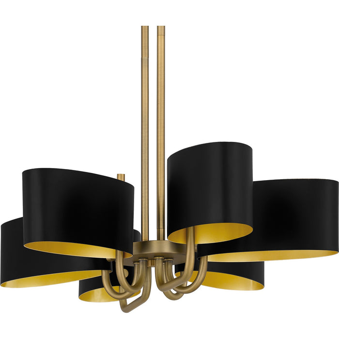 Quoizel MAD641AB Six Light Linear Chandelier, Aged Brass