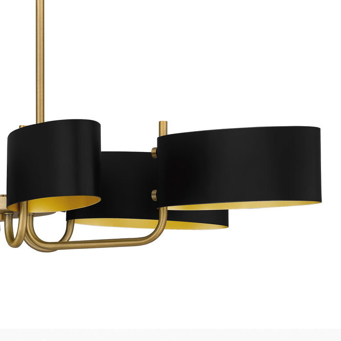 Quoizel MAD641AB Six Light Linear Chandelier, Aged Brass