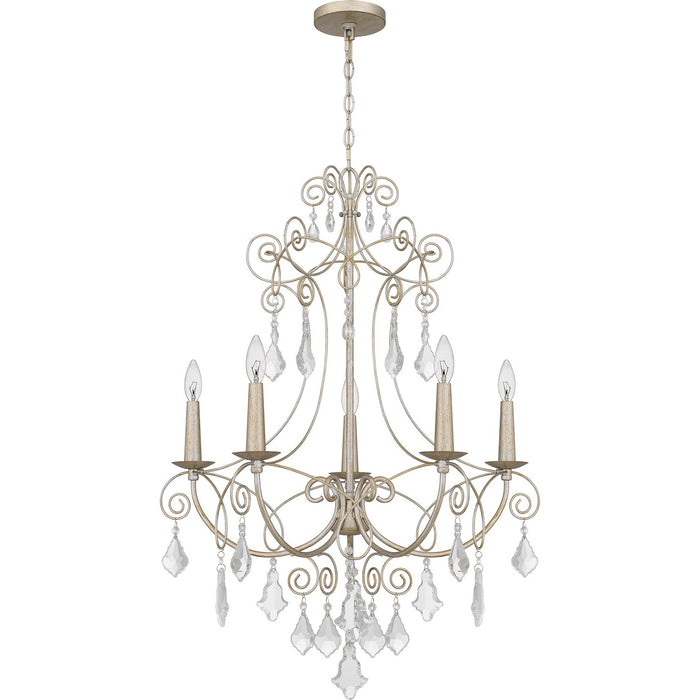 Quoizel MER5028VG Five Light Chandelier, Vintage Gold