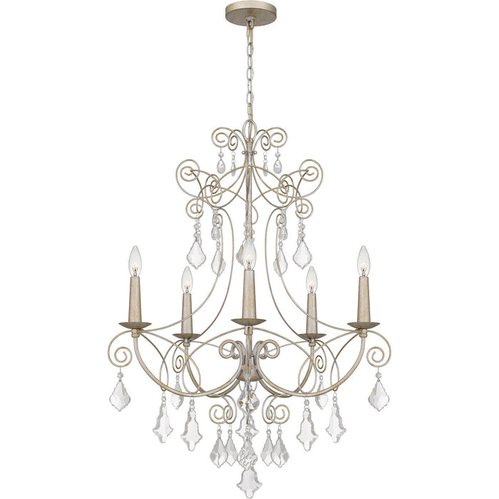 Quoizel MER5028VG Five Light Chandelier, Vintage Gold