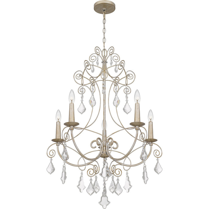 Quoizel MER5028VG Five Light Chandelier, Vintage Gold