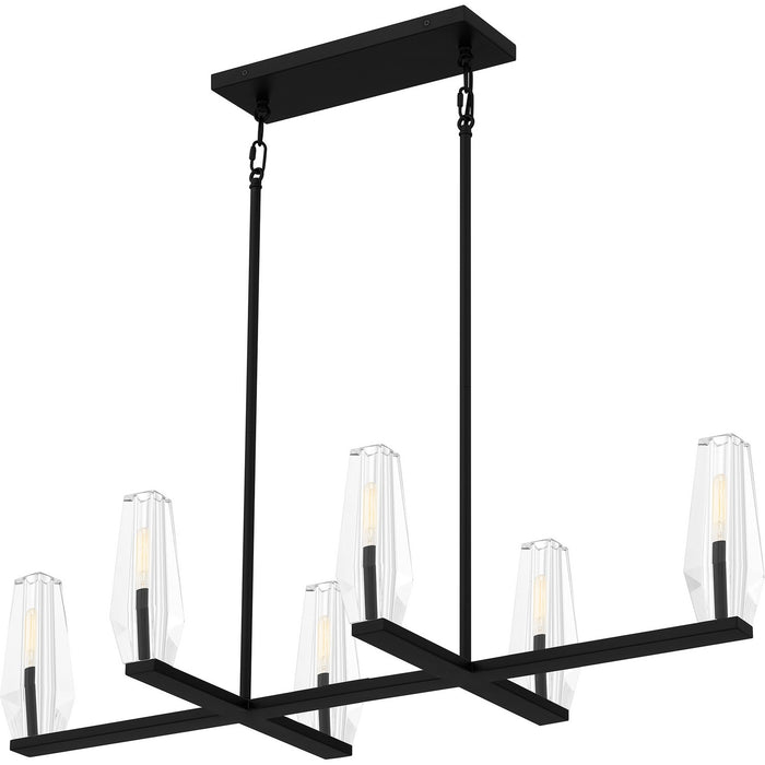 Quoizel MUT640MBK Six Light Linear Chandelier, Matte Black