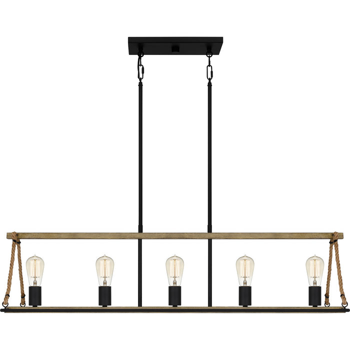 Quoizel OKP542MBK Five Light Linear Chandelier, Matte Black