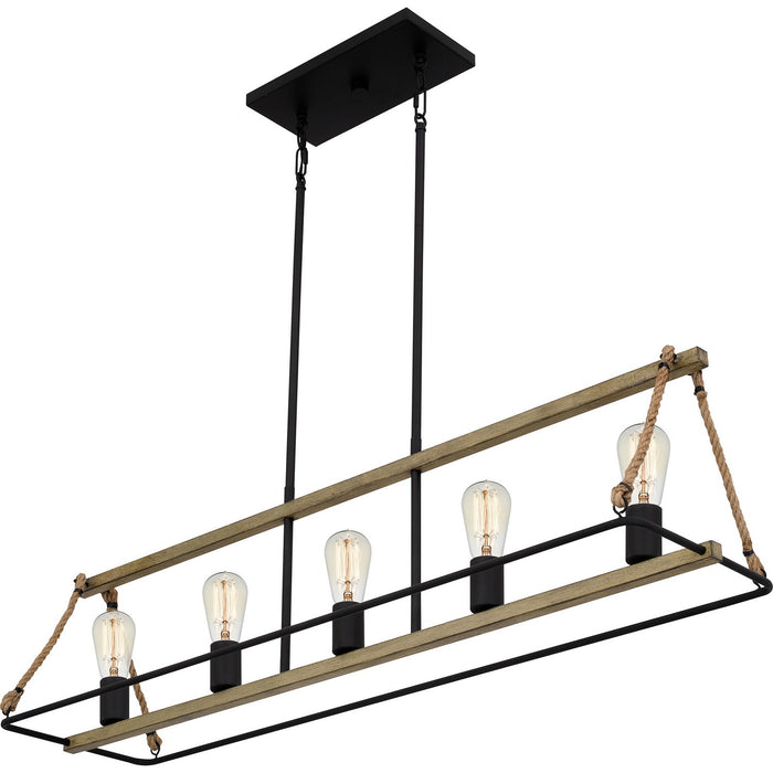 Quoizel OKP542MBK Five Light Linear Chandelier, Matte Black