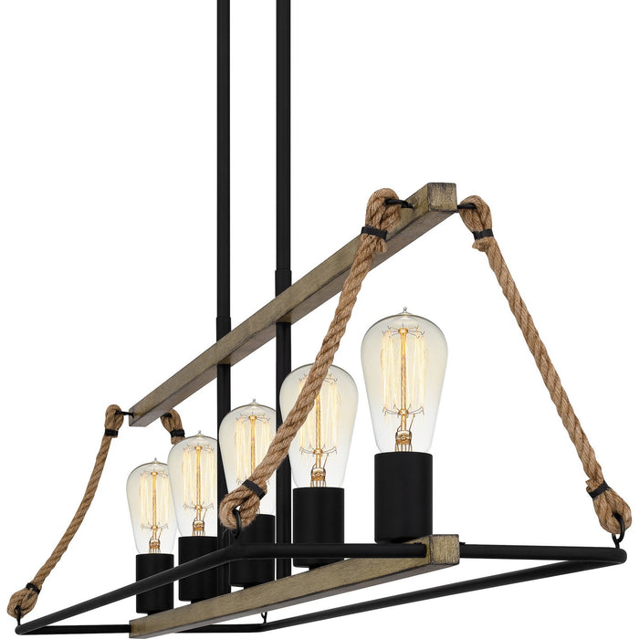 Quoizel OKP542MBK Five Light Linear Chandelier, Matte Black