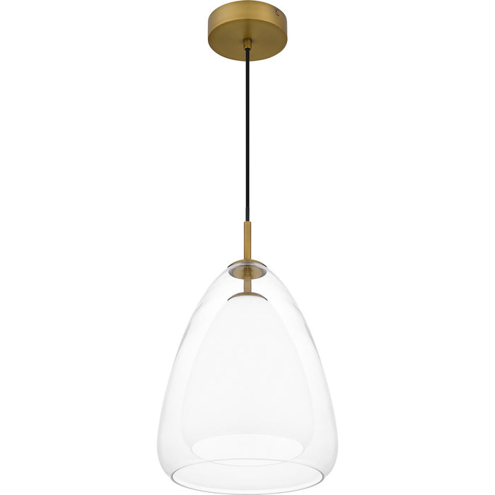 Quoizel PCAER1511AB One Light Pendant, Aged Brass