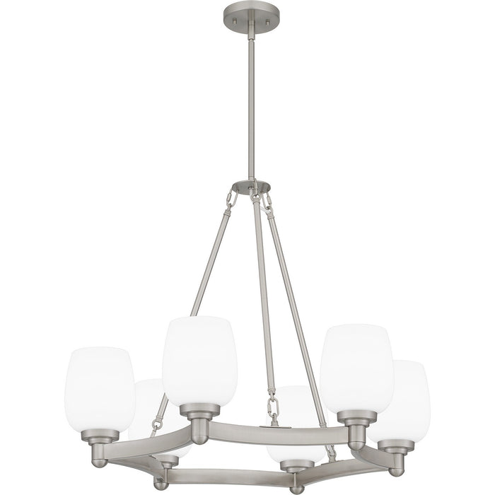 Quoizel PNG5028BN Six Light Chandelier, Brushed Nickel