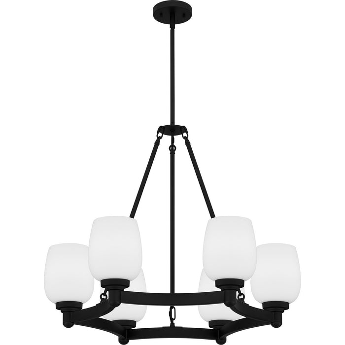 Quoizel PNG5028MBK Six Light Chandelier, Matte Black