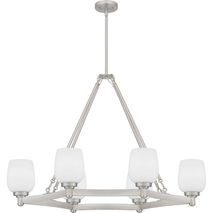 Quoizel PNG638BN Six Light Linear Chandelier, Brushed Nickel