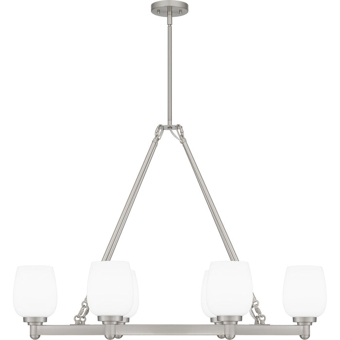 Quoizel PNG638BN Six Light Linear Chandelier, Brushed Nickel